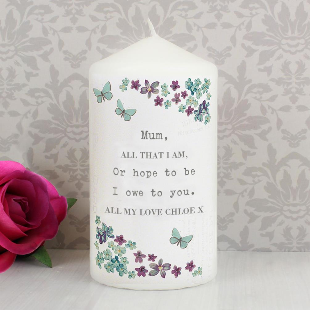 Personalised Forget Me Not Pillar Candle Extra Image 3